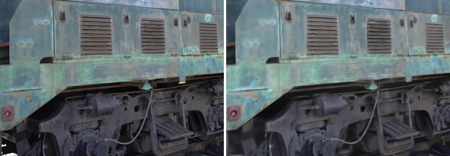 Train 中位视角的局部纹理与几何细节对比